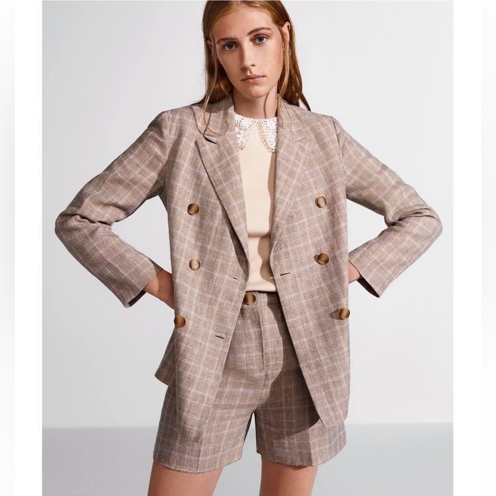 New MAJE PARIS Checked Linen Jacket in Size 6/M/38 - Picture 2 of 11